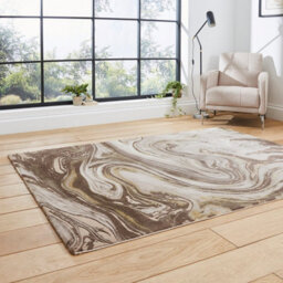 Beige/gold Abstract Modern Easy To Clean Rug For Living Room Bedroom & Dining Room-120Cm X 170Cm - thumbnail 2