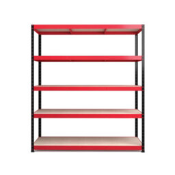 Rb Boss Garage Shelving Unit 5 Shelf Mdf Red & Black Powder Coated Steel (H)1800mm (W)1600mm (D)600mm - thumbnail 2