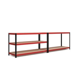 Rb Boss Garage Shelving Unit 5 Shelf Mdf Red & Black Powder Coated Steel (H)1800mm (W)1600mm (D)600mm - thumbnail 5