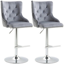 Adjustable Bar Stools Set Of 2, Swivel Bar Chairs W/ Back Footrest, Grey - thumbnail 3