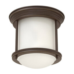 Luminosa Lighting Elstead Hinkley Hadrian 1 Light Flush Mount Oil Rubbed Bronze With Opal Glass Ip44 - thumbnail 1