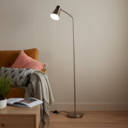 GoodHome Hetange Satin Nickel Effect Floor Light - thumbnail 1
