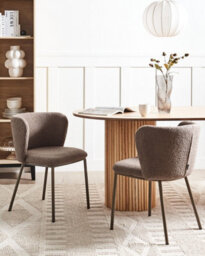 Beliani Set Of 2 Dining Chairs Mina Ii Boucle Light Brown - thumbnail 2