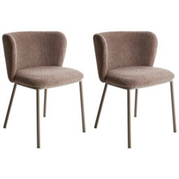 Beliani Set Of 2 Dining Chairs Mina Ii Boucle Light Brown - thumbnail 4