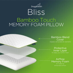 Snuggledown Bamboo Memory Foam Pillow 1 Pack Medium Support Orthopaedic Pillow Machine Washable Zipped Cover 74X48Cm - thumbnail 8