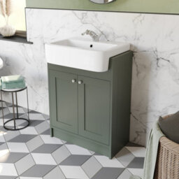 Affine Traditional Double Vanity Basin Unit & Shelving Bathroom Furniture Green - thumbnail 4
