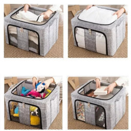 10 Boxes 66L Clothes Storage Box Dual Zip- Steel Frame, Wardrobe Organizer Closet Boxes - thumbnail 6