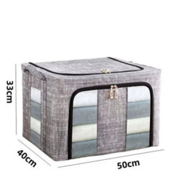10 Boxes 66L Clothes Storage Box Dual Zip- Steel Frame, Wardrobe Organizer Closet Boxes - thumbnail 2