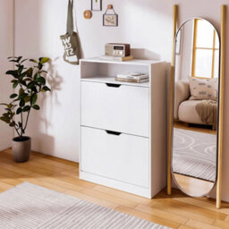 2 Drawer Shoe Rack Shoes Storage Cabinet Wooden Cupboard Organiser Holder - thumbnail 3
