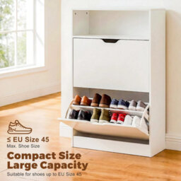 2 Drawer Shoe Rack Shoes Storage Cabinet Wooden Cupboard Organiser Holder - thumbnail 5