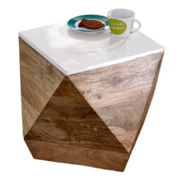 Wyld Haus Alington Mango Wood Side Table With White Resin Top - thumbnail 4