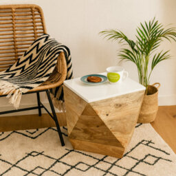 Wyld Haus Alington Mango Wood Side Table With White Resin Top - thumbnail 2