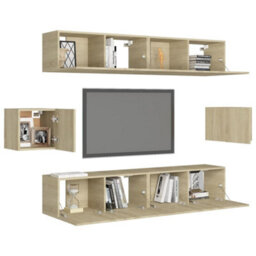 Berkfield 6 Piece Tv Cabinet Set Sonoma Oak Engineered Wood - thumbnail 3