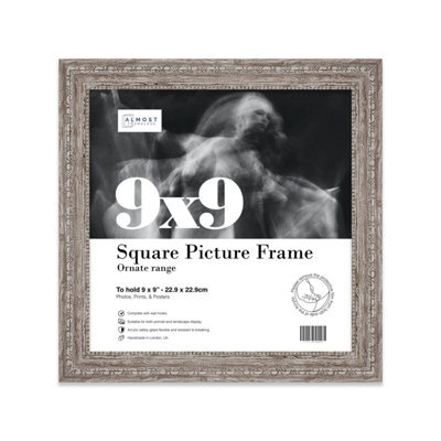 9X9 Walnut Ornate Picture Frame (22.9 X 22.9Cm) Poster, Photo, Artwork, Gallery Wall Or Print - image 1