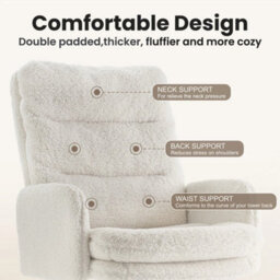 White Arm Chair Ergonomic High Back Swivel - thumbnail 6
