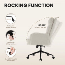 White Arm Chair Ergonomic High Back Swivel - thumbnail 4