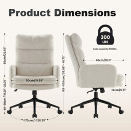 White Arm Chair Ergonomic High Back Swivel - thumbnail 3