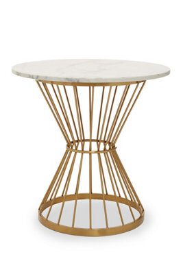 Orsina Unique Hourglass Dining Table With White Marble And Gold Base, Lounge Table, Modern Garden Or Kitchen Table - image 1