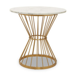 Orsina Unique Hourglass Dining Table With White Marble And Gold Base, Lounge Table, Modern Garden Or Kitchen Table - thumbnail 2