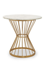 Orsina Unique Hourglass Dining Table With White Marble And Gold Base, Lounge Table, Modern Garden Or Kitchen Table