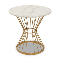 Orsina Unique Hourglass Dining Table With White Marble And Gold Base, Lounge Table, Modern Garden Or Kitchen Table - thumbnail 3