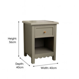 Melody Maison One Drawer Scalloped Bedside Table - Staunton Taupe Range - thumbnail 9