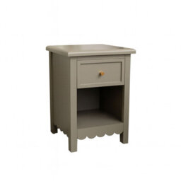 Melody Maison One Drawer Scalloped Bedside Table - Staunton Taupe Range - thumbnail 8