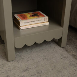 Melody Maison One Drawer Scalloped Bedside Table - Staunton Taupe Range - thumbnail 6