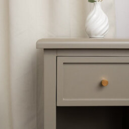 Melody Maison One Drawer Scalloped Bedside Table - Staunton Taupe Range - thumbnail 4