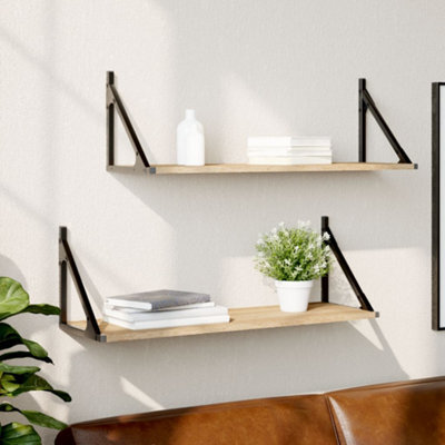 Berkfield Wall Shelves 2 Pcs Sonoma Oak 80X25X25.5 Cm Engineered Wood - image 1