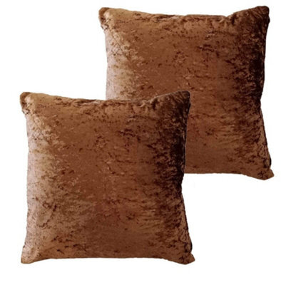 Crushed Velvet Cushion Cover In Brown