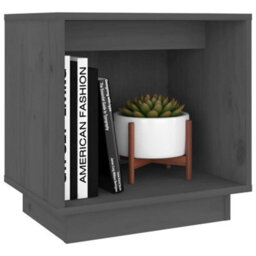 Berkfield Bedside Cabinet Grey 40X30X40 Cm Solid Wood Pine - thumbnail 3