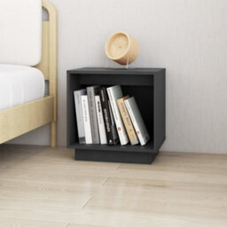 Berkfield Bedside Cabinet Grey 40X30X40 Cm Solid Wood Pine - thumbnail 1