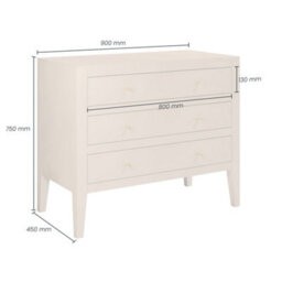 Wyld Haus Cordoba Pigeon Grey Wood Grain 3-Drawer Chest, Compact, 750H X 450W X 900D mm - thumbnail 5
