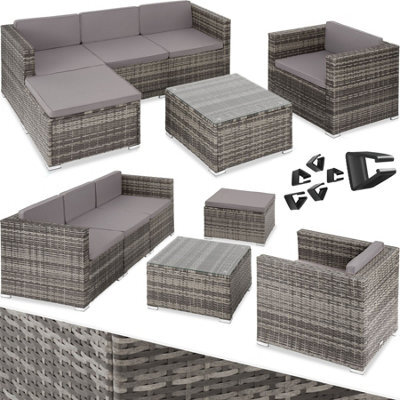 Tectake Garden Furniture Set Lignano - Modular Sofa With Armchair, Stool, Coffee Table  - Grey - image 1