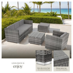 Tectake Garden Furniture Set Lignano - Modular Sofa With Armchair, Stool, Coffee Table  - Grey - thumbnail 4