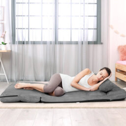 Costway 3 In 1 Folding Lazy Sofa Bed Floor Sleeper Seat 6-Position Adjustable 2 Pillows - thumbnail 4