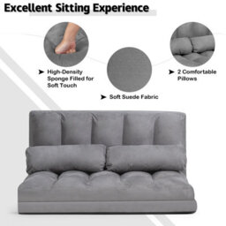 Costway 3 In 1 Folding Lazy Sofa Bed Floor Sleeper Seat 6-Position Adjustable 2 Pillows - thumbnail 6