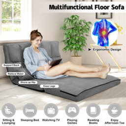 Costway 3 In 1 Folding Lazy Sofa Bed Floor Sleeper Seat 6-Position Adjustable 2 Pillows - thumbnail 8