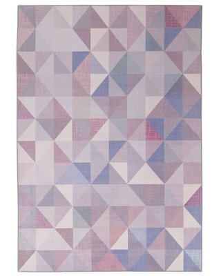 Beliani Luma Pastel Triangle Patchwork Rug 160 X 230 Cm - Blue Grey Blush Modern Geometric - image 1