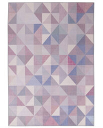 Beliani Luma Pastel Triangle Patchwork Rug 160 X 230 Cm - Blue Grey Blush Modern Geometric - thumbnail 1