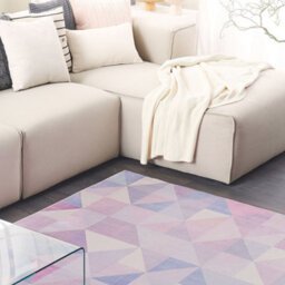 Beliani Luma Pastel Triangle Patchwork Rug 160 X 230 Cm - Blue Grey Blush Modern Geometric - thumbnail 2