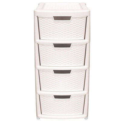 HEATON WHOLESALE 1 X Cream Rattan 4 Drawer Home Office School Modular Storage Tower Unit - image 1