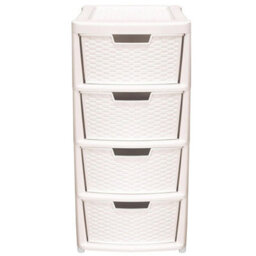 HEATON WHOLESALE 1 X Cream Rattan 4 Drawer Home Office School Modular Storage Tower Unit