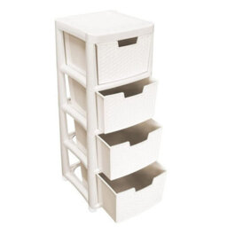 HEATON WHOLESALE 1 X Cream Rattan 4 Drawer Home Office School Modular Storage Tower Unit - thumbnail 2