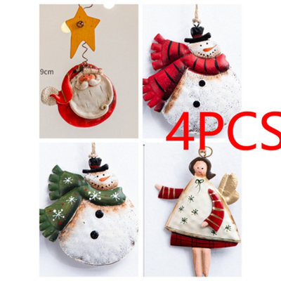 CLEFFNS 4Pcs Rustic Metal Snowmen Ornament For Christmas Tree Decoration Snowman Christmas Hanging Ornament Xmas Holiday Decor - image 1