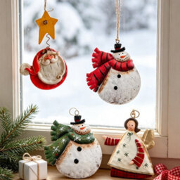 CLEFFNS 4Pcs Rustic Metal Snowmen Ornament For Christmas Tree Decoration Snowman Christmas Hanging Ornament Xmas Holiday Decor - thumbnail 3