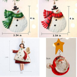 CLEFFNS 4Pcs Rustic Metal Snowmen Ornament For Christmas Tree Decoration Snowman Christmas Hanging Ornament Xmas Holiday Decor - thumbnail 2