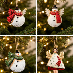 CLEFFNS 4Pcs Rustic Metal Snowmen Ornament For Christmas Tree Decoration Snowman Christmas Hanging Ornament Xmas Holiday Decor - thumbnail 5