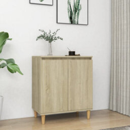 Berkfield Sideboard With Solid Wood Legs Sonoma Oak 60X35X70 Cm Engineered Wood - thumbnail 1